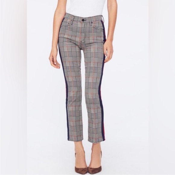MOTHER The Insider Ankle Pants Size 28 Plaid Plum - Picture 2 of 12